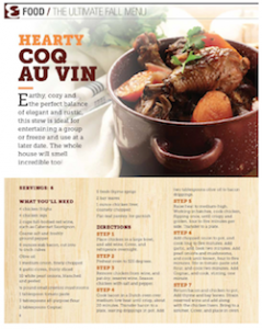 Hearty Coq Au Vin recipe in this month's issue of Enjoy Magazine